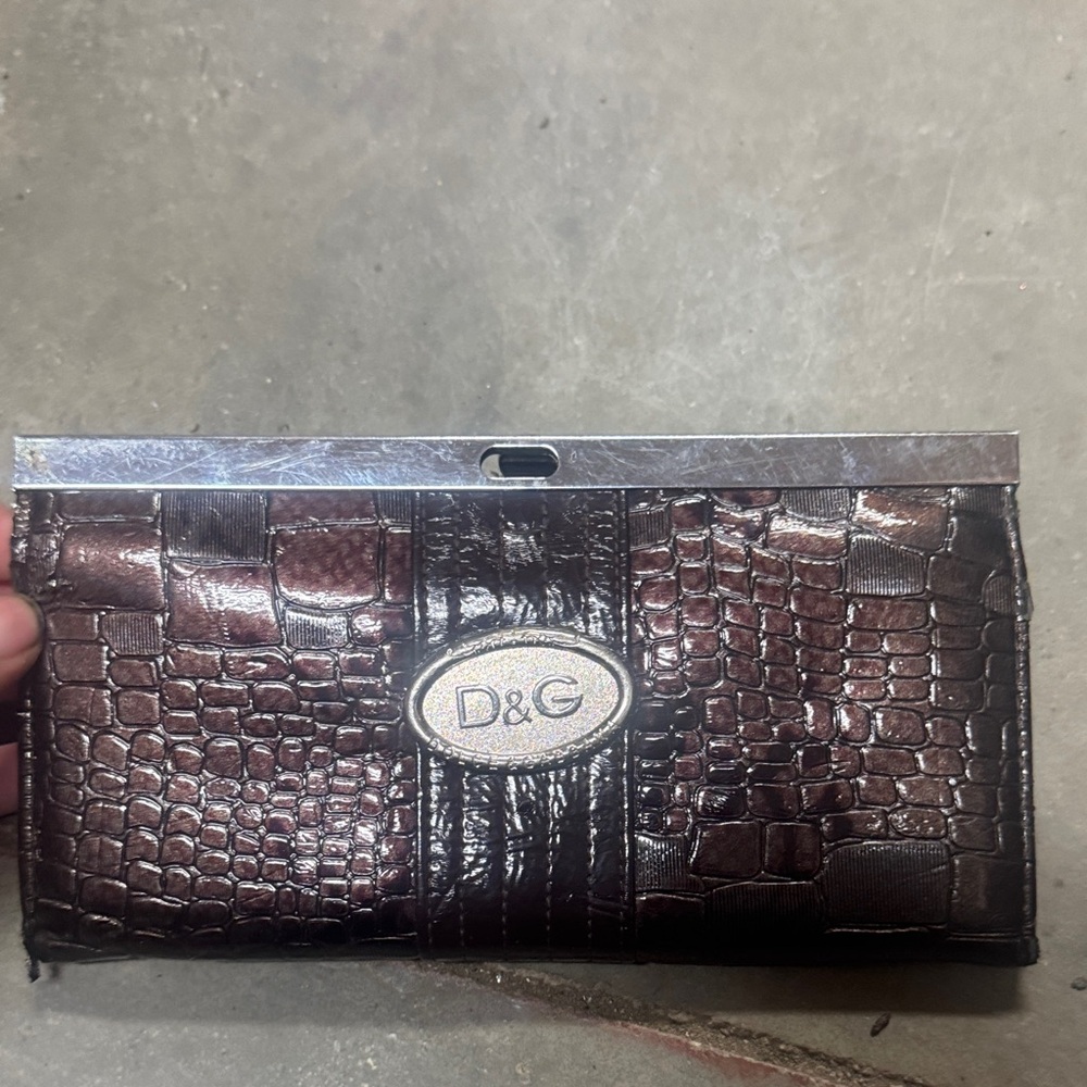 D&G Brown Crocodile Embossed Clutch